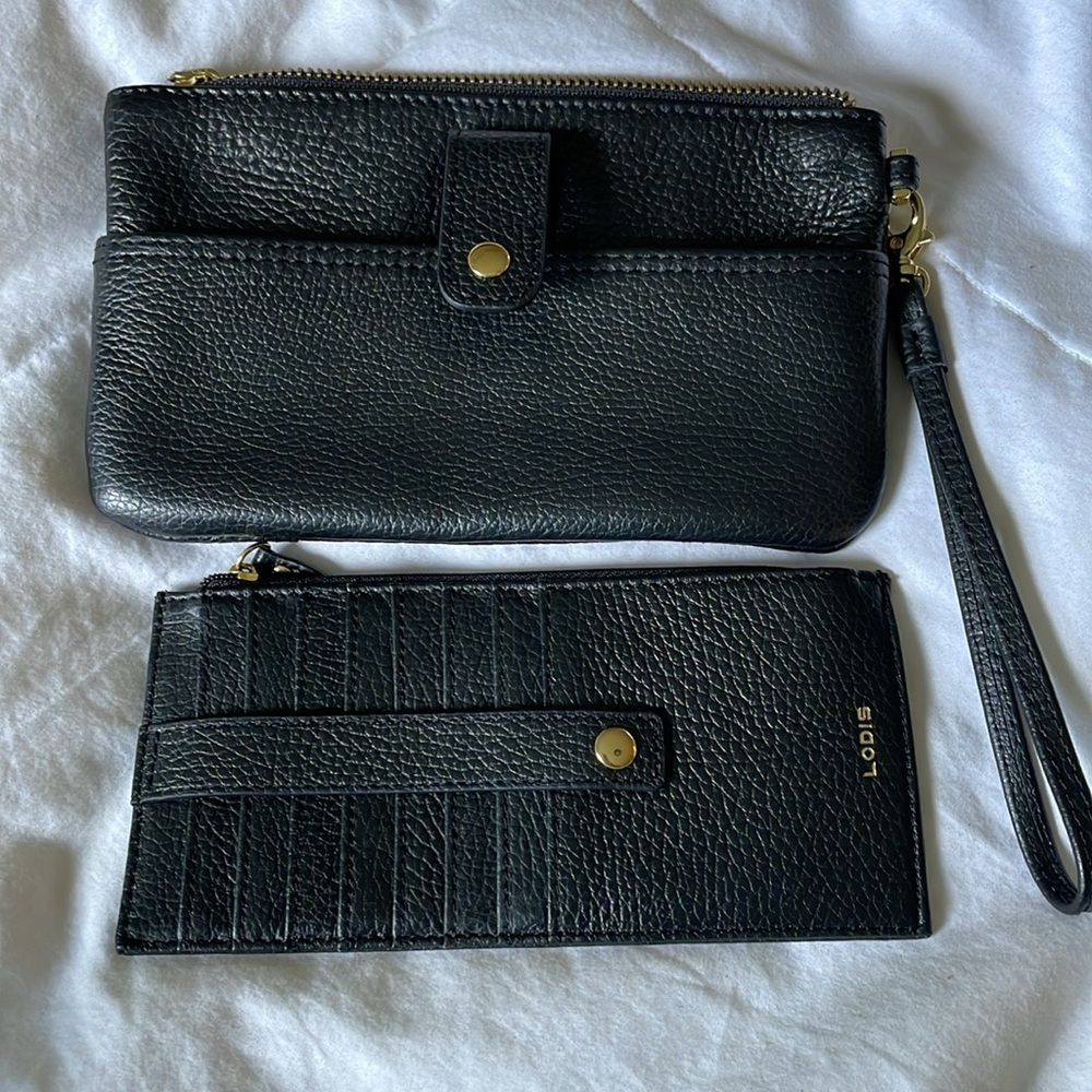 Lodis |Black|Olivia|Leather |Pebbled|Wristlet|Removable Card Stacker Insert|NWOT - Picture 4 of 16